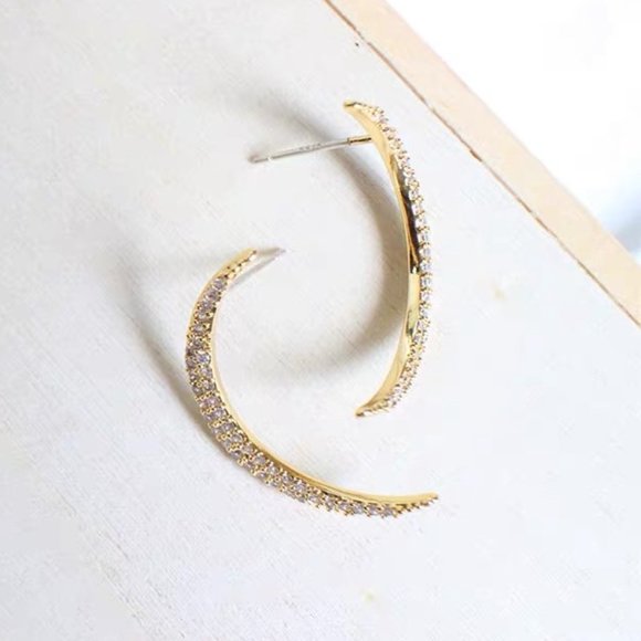 Anthropologie Embellished Crescent Earrings - Picture 6 of 6